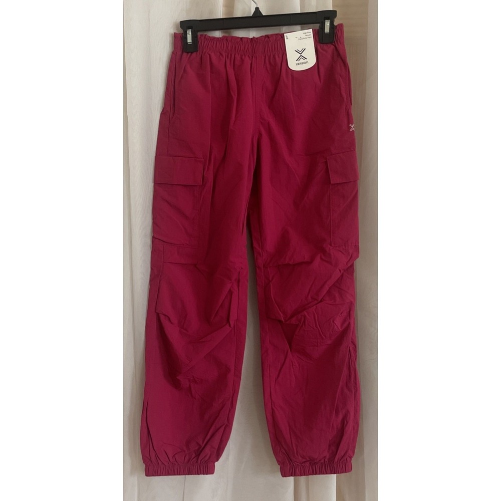Xersion Girls 14 Large‎ High Rise Woven Parachute Pants Pink